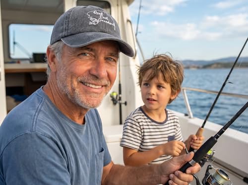 Fishing Baseball Cap for Men Women, Adjustable Embroidered Hat | Fishing Gear, Outdoor Adventure Design, Precision Embroidery Craft, One Size Adjustable Fit - color: Grandpa (Washed Black)