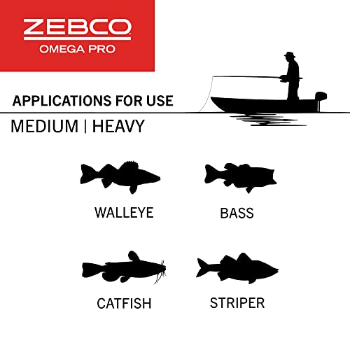 Zebco Omega Pro Spincast Fishing Reel, Dual Ceramic Pick-up Pins, Solid-Brass Pinion Gear, GlideLine ll Line Retrieval System, Pre-Spooled - size: 30 (Clam Pack)
