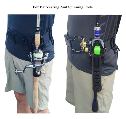 Adjustable Fishing Belt Rod Holder,3rd Hand Belt Clip Rod Holder,Fishing Wading Belt，Innovative 360°Rotating Design