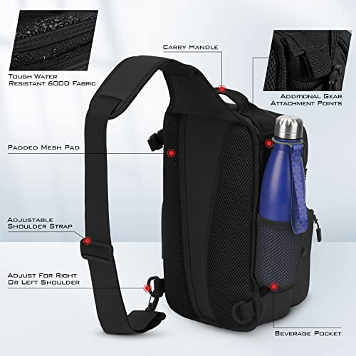 KastKing BlowBak Tactical Sling Tackle Bag-Lightweight Fishing Backpack Storge Fishing Gear and Equipment,Gift for Men - color: C: Black（14” X 8” X 6 ”）, size: Standard