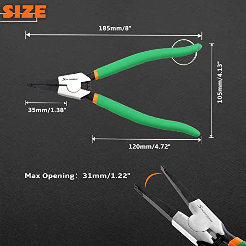 SPEEDWOX Special Angle Tip Lock Ring Pliers 8-Inch Retaining Rings Pliers for Removing Installing Gearshift Locking Rings Spring Loaded Snap Ring Pliers for Removing Installing Locking Rings - style: 8" with hole