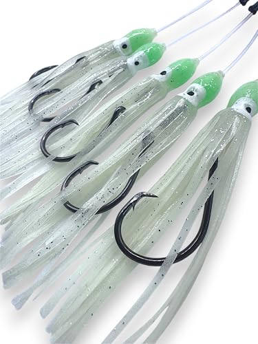 End Game Tackle Company Glow Squid Deep Drop Tilefish Rig, Excellent for Deep Drop Fishing, 8/0 Circle Hooks, 1 Rig - size: 5 Hook