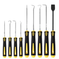 9PCS Hook and Pick Tool Set with Scraper- Automotive Pick Set with Metal Pick Tools & Ergonomic Grip, Mechanic Tool Set for Car Repair, O-Rings, Gaskets, and Tight Spaces - color: yellow