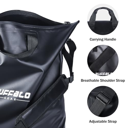 Buffalo Gear Fish Tournament Weigh in Bag for Bass Fishing, Heavy Duty Fish Bag for Caught Fish Waterproof,Leakproof,Puncture Resistant - color: Black-25×23in Upgraded