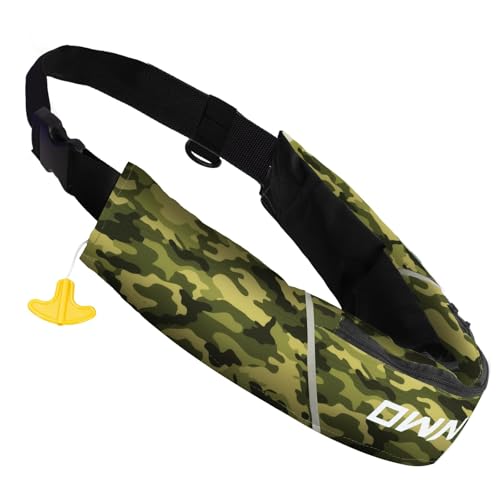 Owntop Manual Inflatable Belt Pack, Adults Swim Jacket with Blowpipe & Whistle, 24g CO2 Cylinder Included, Low Profile for Kayaking, Fishing, Paddle Sports - color: Army Green, size: One Size