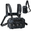 Outdoor Chest Bag for Men, Water-Resistant Fishing Chest Pack, Tactical Vest for Running, Cycling, Hiking - color: Black Camo
