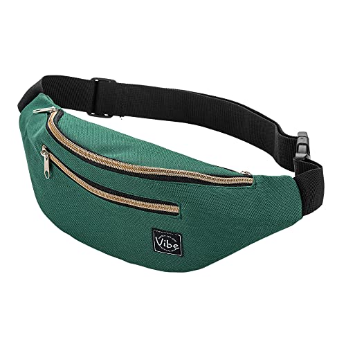 Vibe Festival Gear Rave Fanny Pack for Women Men – Festival, 4 Pockets, Adjustable Strap, Cute Waist Bag, Crossbody Belt Bag, Hiking, Running, Cycling - color: Green, size: Fits Most