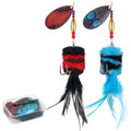 THKFISH Musky Pike Walleye Fishing Lure, Rooster Tail Fishing Lures with Hard Metal Brass Inline Spinner Baits with Tackle Box for Trout Bass Salmon Freshwater Saltwater Lures - color: Black&Blue, size: 1.3 oz---2pcs