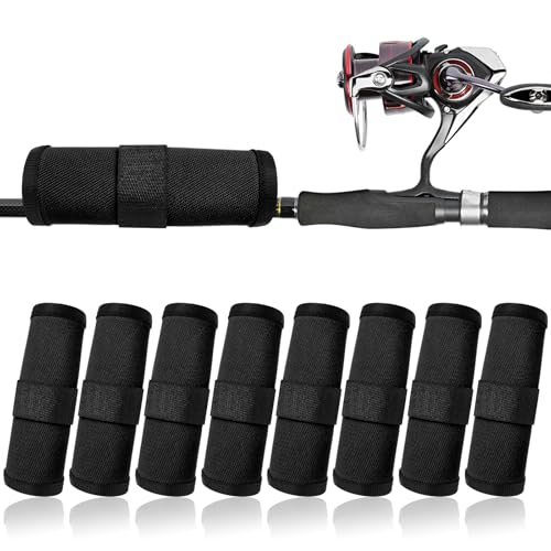 8 Pack Fishing Lure Covers，Lure Wraps for Fishing Rod，Fishing Hook Bait Covers - color: black