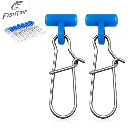 FishTrip Sinker Slides for Fishing Rigs - 25/50/100pcs Duo Lock Snaps for Fishing Line Heavy Duty Weights Sinkers Saltwater Connector Accessories - color: Blue Duo-Lock Snap, size: S#_50pcs
