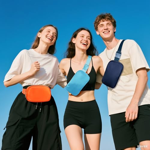 Belt Bag Zipper Fanny Pack Crossbody Bags for Women,Fashion Nylon Waist Packs, Water Repellent Two Way wear with Adjustable Strap Gifts for Teenage Girls Women Men (lake blue) - color: lake blue