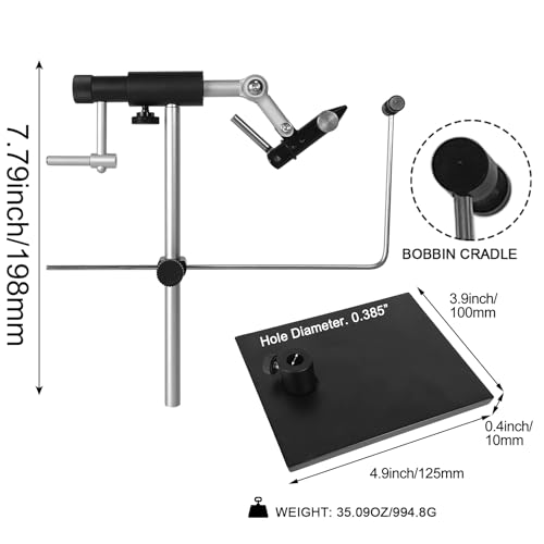 Aventik TrueGrip Fly Tying Vise with 360° Rotary Function – Smooth Ball Bearing System, Adjustable Tension, Durable Hook Jaws (Fits 26 to 4/0) - color: Black, size: Vise with Clamp & Base