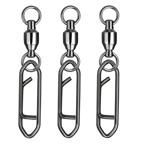 Atibin Snap Connector Fishing Swivels Stainless Bearing Ball Snap Swivels Steel Quick Change Fishing Clips Swivel Black Nickel - size: Size 8+XXL (220lb) 50 pcs
