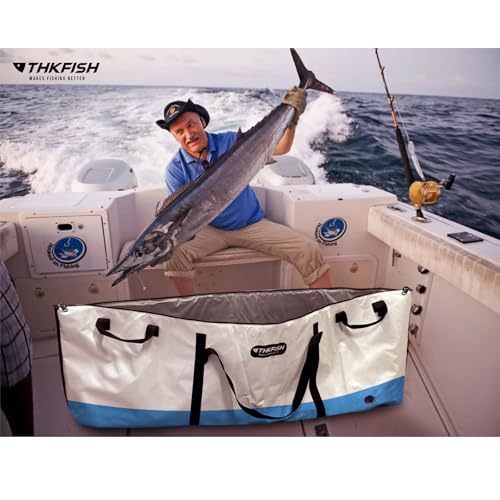 THKFISH Fish Cooler Bag Insulated Fish Kill Bag for Caught Fishing, 60x20x9in Waterproof Fishing Catch Bags with Smooth Water-Resistant Zipper Keep Ice-Cold & Fresh Over 48H - color: GREY--60"*20"*9"