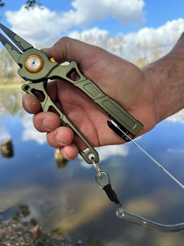 Line Cutterz Elite Saltwater Fishing Pliers, Patented Ceramic Braid and Line Cutter, Hook Remover, Sheath and Lanyard | Integrated Ceramic Blade Cutting Slot In Handle - size: Standard Tip