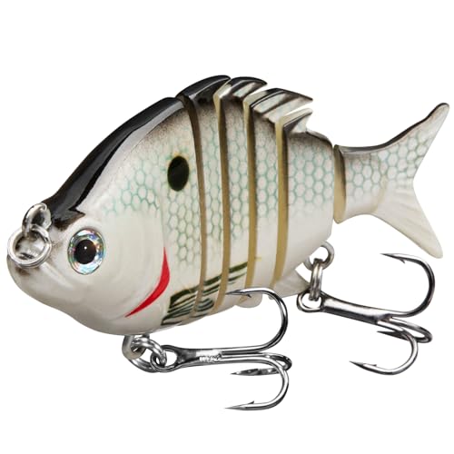 Bassdash SwimPanfish 2.5”/0.34oz Hard Bluegill Swimbaits Multi Jointed Topwater Trout Bass Fishing Crank Lure,Pack of 4 - color: WFBY