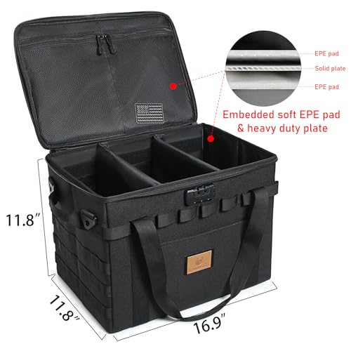 Tactical Camping Storage Bag - 38L Utility Tote Bag Organizer with Combination Lock and Shoulder Strap - color: Black, size: 38L