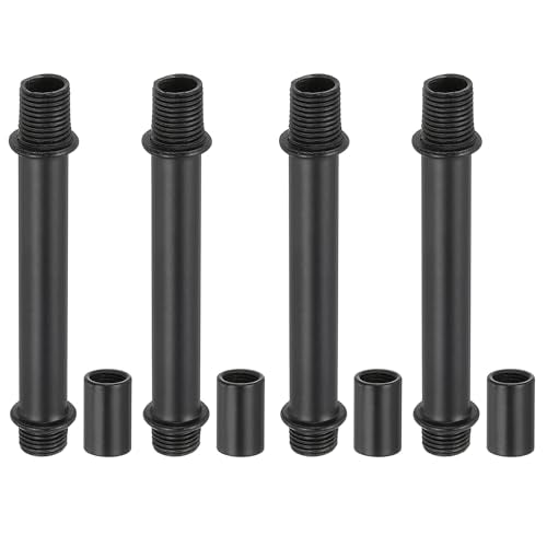PATIKIL Straight Pipe Lamp Stems Rod Kit, 4Set M10 Carbon Steel 70mm(2.76") Long Double End Thread Rod with Coupling Nuts Sleeve Connector for Table Lamps Chandeliers, Black - color: Black, size: 70mm(2.76")