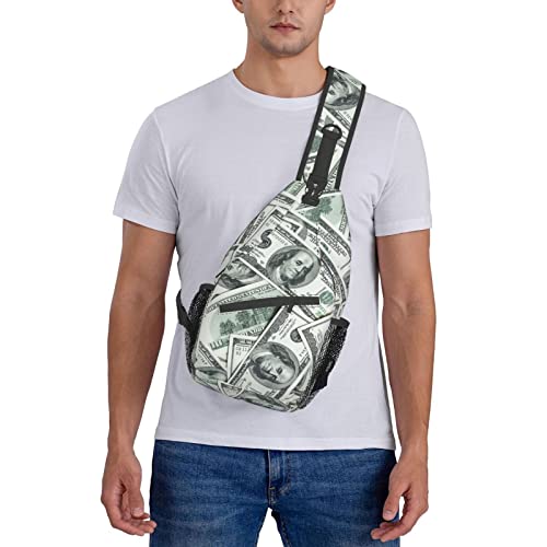 Funny American Dollar Money Sling Bag Crossbody Backpack for Men Women Heap Of One Hundred Dollar Bills Money Background Chest Bag Casual Shoulder Backpack Travel Hiking Daypack Outdoors - color: American Dollars