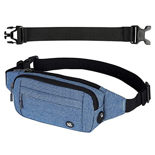 WATERFLY Fanny Pack Waist Bag: Small Hip Pouch Bum Bag Fannie Pack Phanny Fannypack Waistpack Bumbag Beltbag Sport Slim Fashionable for Jogging Hiking Hiker Woman Man - color: Blue