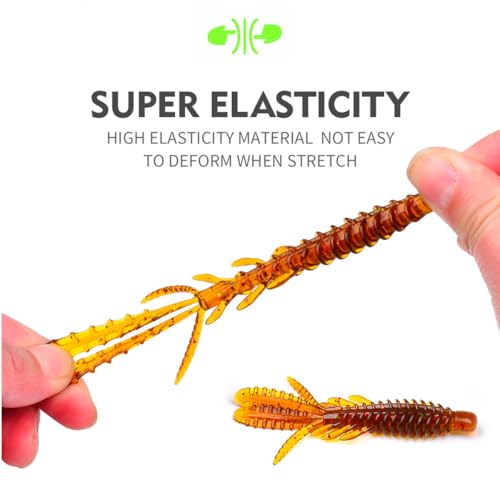 10 Pcs Soft Swimbait Lures, 6.4cm/2.5in Shrimp Shape Soft Plastic Fishing Lures Kit, Bass Fishing Lure Swim Baits with 5 Color, for Fishing Trout, Crappie, Bass, Redfish, Freshwater, Saltwater - color: Brown, size: 3.15 inch
