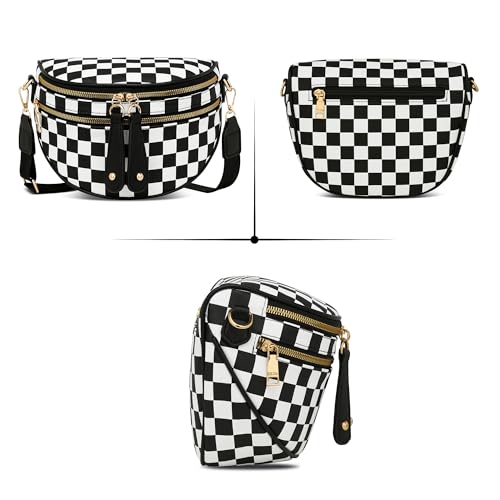 KKXIU Crossbody Sling Bag for Women Trendy Fanny Pack Vegan Leather Chest Bag | Trendy - color: 2-black