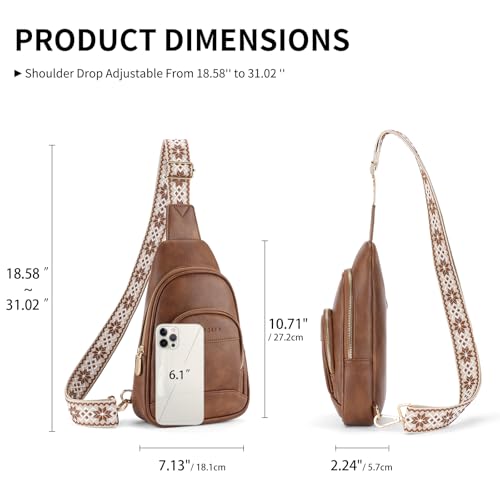 SENDEFN Small Sling Bag Crossbody Bags for Women Vegan Leather Cell Phone Cross Body Purse Fanny Packs Chest Bag for Women - color: A-Brown