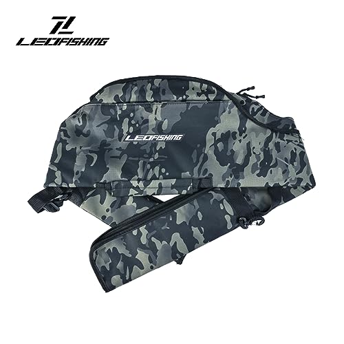 LEOFISHING Portable Folding Fishing Pole Bag 3.94ft/4.59ft/5.25ft Fishing Rod and Reel Protective Case Fishing Tackle Storage Bags Carry Organizer Outdoor for Fishing 3 Size - size: Big(160cm/5.25ft)