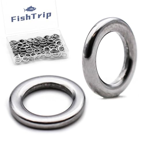 FishTrip Solid Rings Fishing 50Pcs - Stainless Steel Ring for Assist Hooks Jigs Butterfly Rigs Saltwater Freshwater - size: Size 8_50pcs