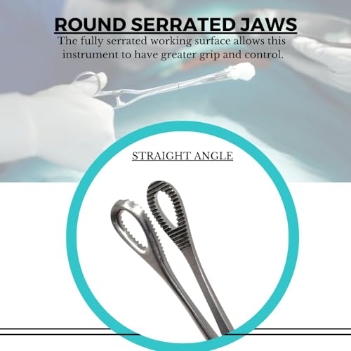 Foerster Sponge Forceps Straight + Curved Serrated Loop Jaws Holding Instruments Body Piercing Locking Clamps, Stainless Steel (9.5" - Straight) - style: 9.5" - Straight