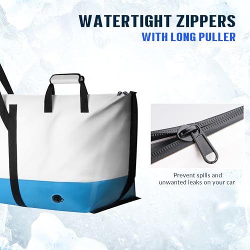 THKFISH Fish Cooler Bag Insulated Fish Kill Bag for Caught Fishing, 60x20x9in Waterproof Fishing Catch Bags with Smooth Water-Resistant Zipper Keep Ice-Cold & Fresh Over 48H - color: GREY--60"*20"*9"