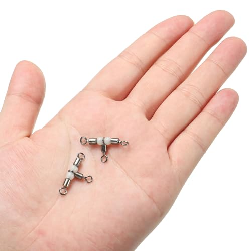 PATIKIL 3 Way Swivel Cross Line T Turn Rolling Tackle with Luminous Beads for Catfish Surf Rig - size: 0.9x0.5 Inch