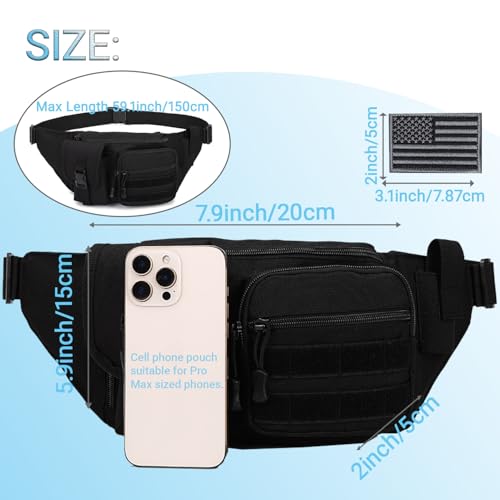 Tactical Fanny Pack，Military Waist Bag Hip Belt Bumbag Utility Bags for Fishing Hiking Hunting with Mesh Water Bottle Holder Pouch (DarkGray) - color: DarkGray