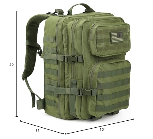 REEBOW GEAR Military Tactical Backpack for Men Large Army 3 Day Assault Pack Molle Hiking Daypack Bag (Green) - color: Green
