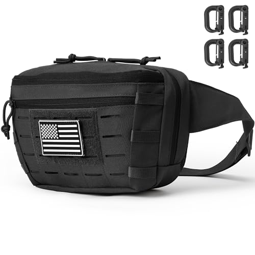 Tactical Sling Bag, Fanny Pack,2in1,CCW & EDC Shoulder Bag with MOLLE & Pistol Holster - 1000D Adjustable Strap for Outdoor Carry Men & Women - color: Black