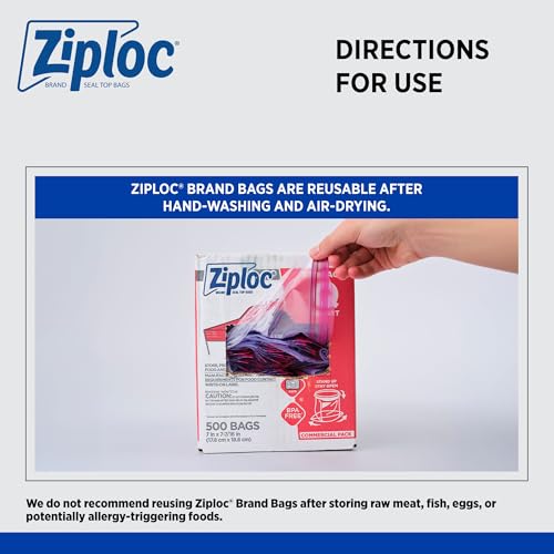 SC Johnson Professional, Ziploc Storage Bags, For Food Organization and Storage, Double Zipper Seal, Easy-Open Tabs Quart, 500 Count - size: 1 Quart