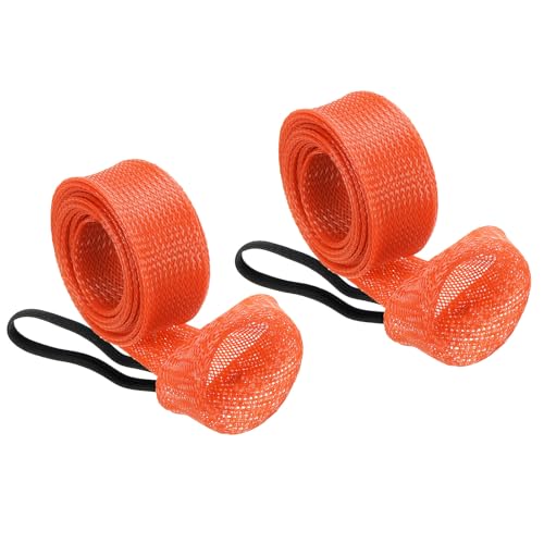 PATIKIL Rod Sock, Fishing Rod Sleeve Cover Braided Mesh Pole Protector Gloves Fishing Tools Pointed End for Spinning Fishing Rod Fly Rod Ice Rod Casting Rod - color: Orange, size: 67 Inch