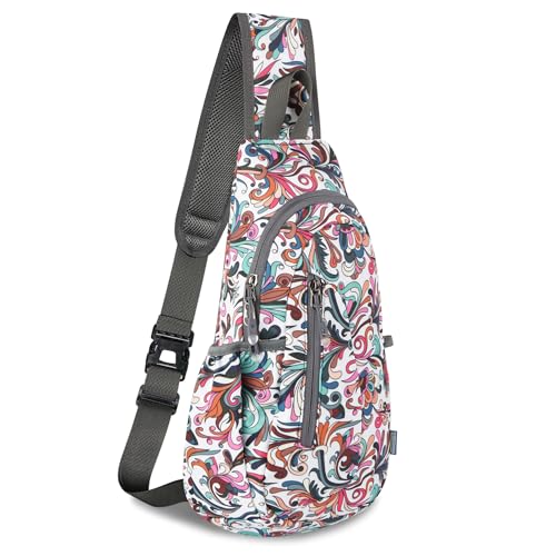 TITECOUGO Small Sling Bag, Lightweight Crossbody Backpack for Men Women, Shoulder Bag for Sports and Outdoor - color: Mix-magnolia Flower