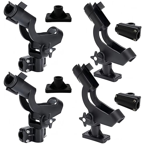 HiUmi Adjustable Rotatable Plastic Fishing Rod 3 Mount Rack Holder Bracket Boat Canoeing Rowing Mount Kit Kayak Side Rod Holder - color: RH50-4Pack