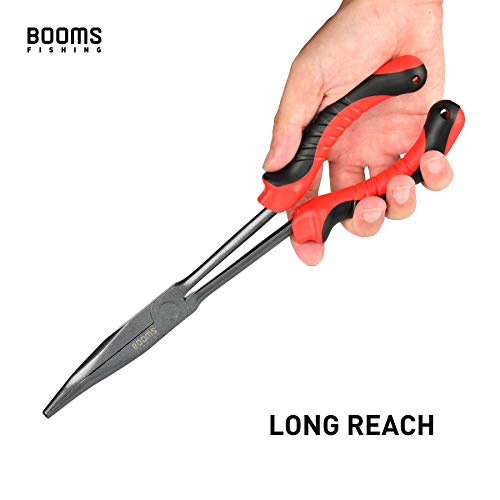 Booms Fishing F05 Hook Remover Long Nose Fishing Pliers 11 Inches PTFE Plated - color: 11" Carbon Steel, Red