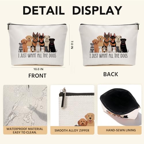 JIUWEIHU Dog Mom Makeup Bag, Dog Gifts Cosmetic Bags Travel Organizer Bag Zipper Pouch, Birthday Gifts for Women Friend Colleague Sister Mom, Dogs Loves Gifts for Women - color: Multicolor 0070