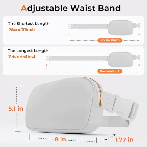 Belt Bag Zipper Fanny Pack Crossbody Bags for Women,Fashion Nylon Waist Packs, Water Repellent Two Way wear with Adjustable Strap Gifts for Teenage Girls Women Men(light gray) - color: light gray