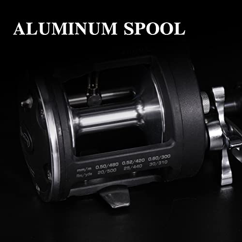 Sougayilang Trolling Reel, Level Wind Fishing Reel, Conventional Reel for Salmon and Catfish