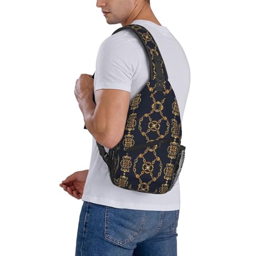 Gold Chains Outdoor Crossbody Shoulder Bag For Unisex Young Adult Hiking Bicycling - color: 6