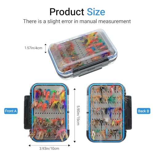 Fly Fishing Kit with Tackle Dry/Wet Fly Handcrafted Lures, Streamer for Trout, Bass, Salmon - color: 64pcs-d