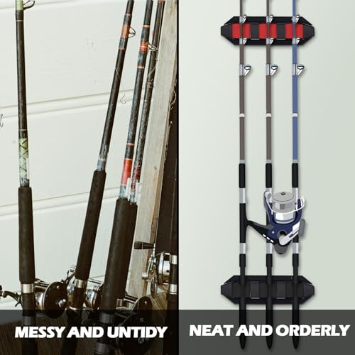 Sratte 4 Pcs Rod Holders for Fishing Boat Wall Mount Fishing Pole Holders Horizontal EVA Foam Garage Rod Rack Summer Boat Accessories for Men Gifts - color: Black & Red, size: 7.8 Inch