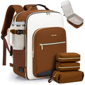 LOVEVOOK 40L Travel Backpack for Women & Men, Airline Approved Carry On Luggage with 3 Packing Cubes, TSA Overnight Bags, Waterproof Personal Item Bag, Weekender Essentials Backpacks fits 17" Laptop - color: Brown-beige-black, size: Large