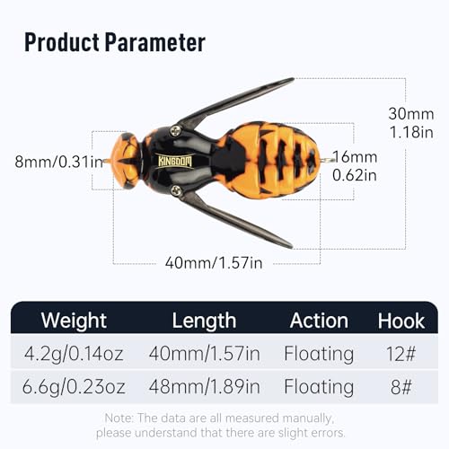 Kingdom Wasp Craw Bait Insect Bionic Floating Fishing Lures Swimbaits Hard Artificial Baits Lure for Freshwater and Saltwater Bass Carp Pike Walleye Fishing ABS Material Carbon Steel Three Book Hook - color: Set3, size: 4.2g
