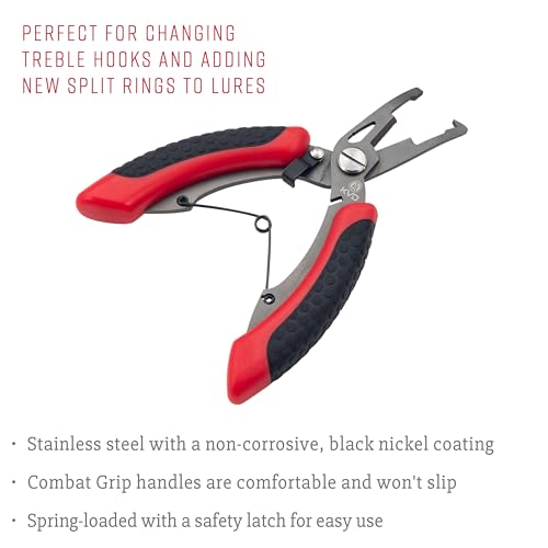 Strike King (SRT5KVD) KVD 5 Precision Split Ring Pliers, Red, Dual Injected Combat Grip Handles - style: Precision Split