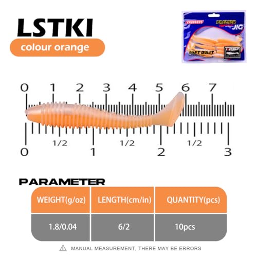 10 Pcs Paddle Tail Swimbaits Lures, 2 and 3 Inch Soft Plastic Fishing Lures Kit, Bass Fishing Lure Swim Baits with 6 Color, for Fishing Trout, Crappie, Bass, Redfish, Freshwater, Saltwater - color: Orange, size: 2 inch
